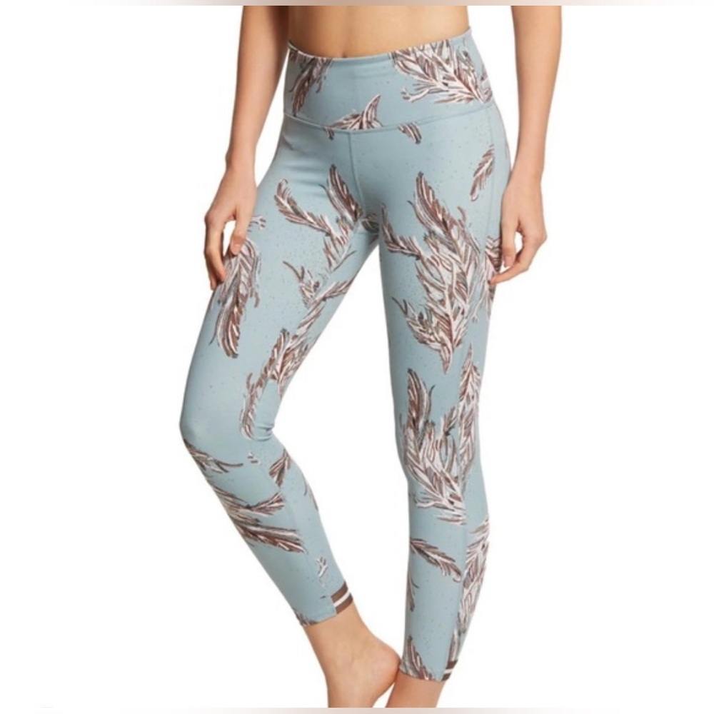 Fp movement High-Rise Feather Print Leggings in Light Blue